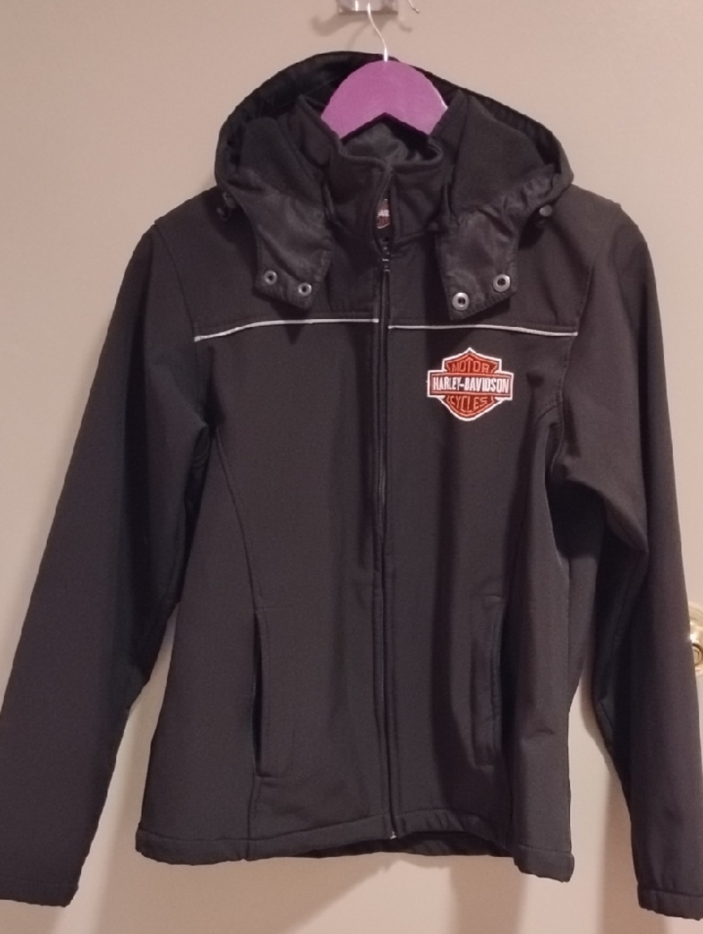 Harley-Davidson Women's Black Softshell Jacket with Orange Logo